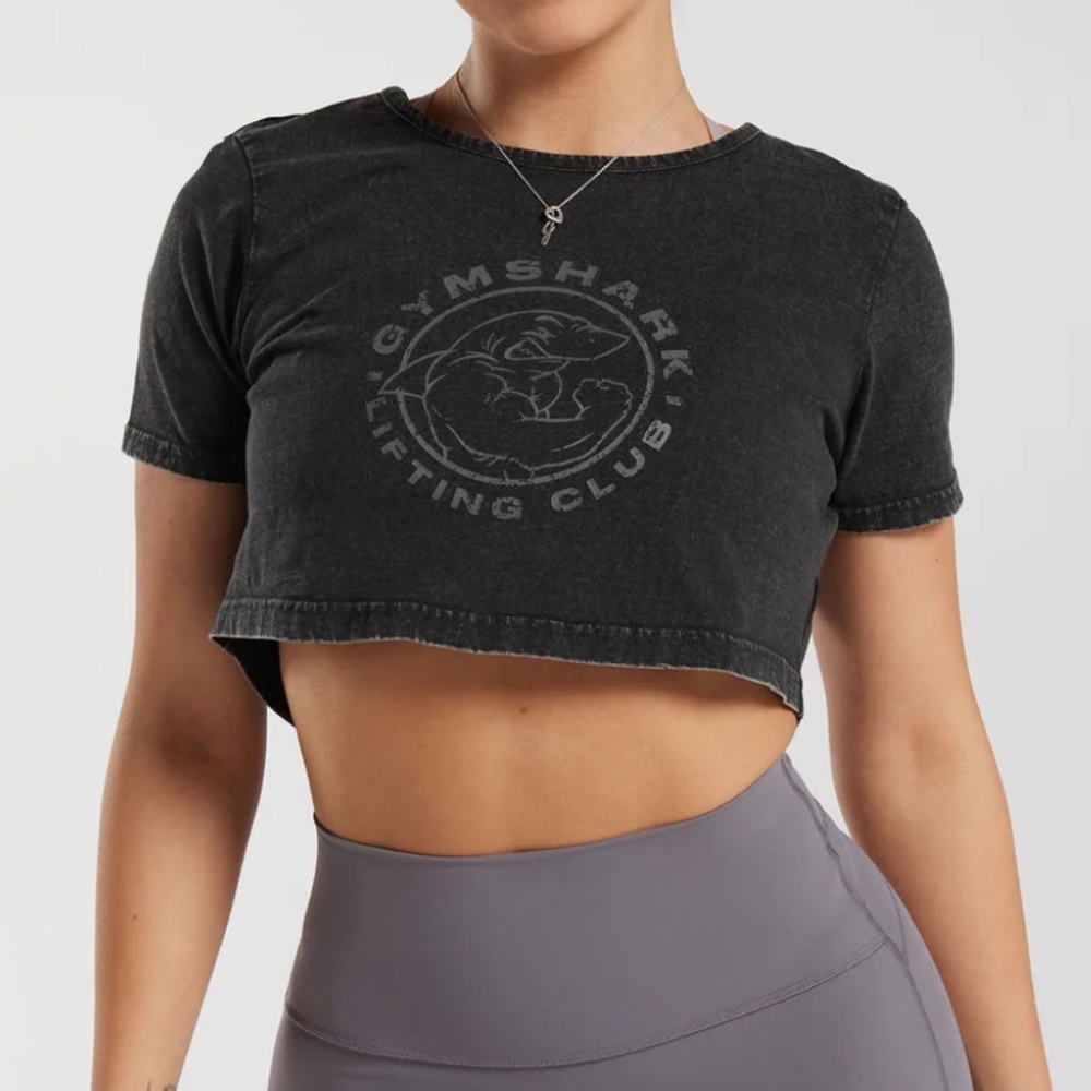 Gymshark Black Washed Legacy Crop Top